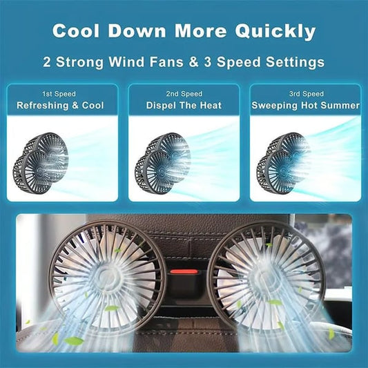 360 Degrees Rotation Double-head Electric Fan With Seat Clip