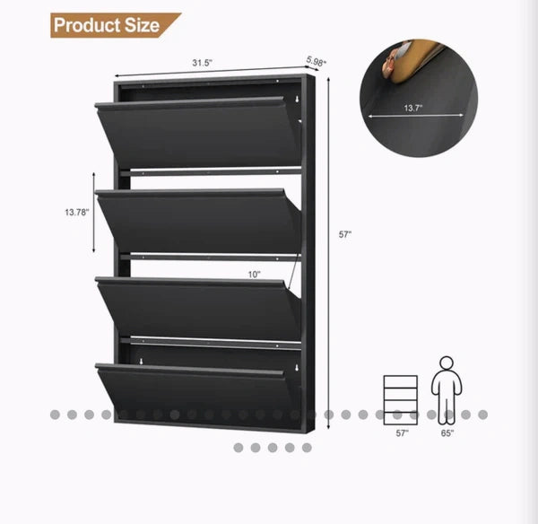 Vertical Slim Shoe Cabinet – Stylish Entryway Storage