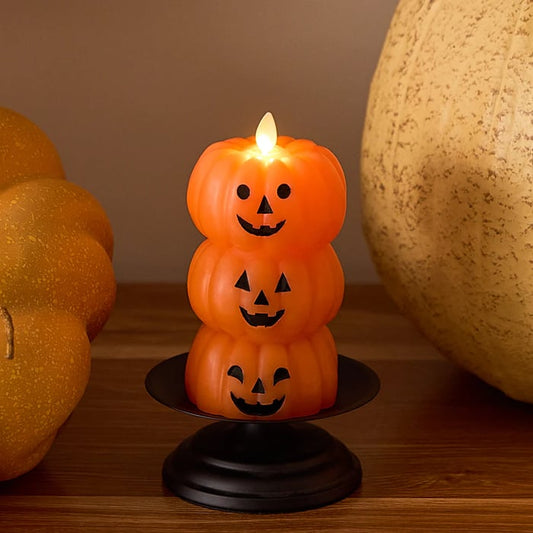 Halloween Pumpkin and Ghost Flameless Candles
