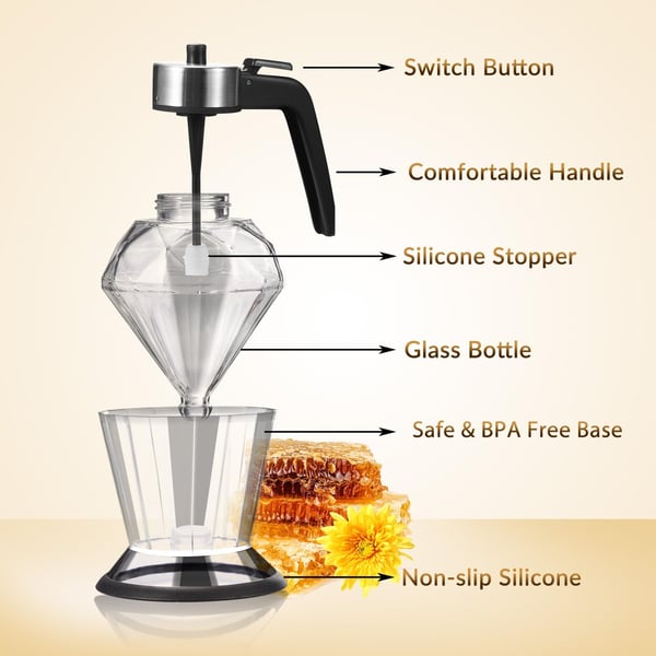 No Drip Glass Honey Dispenser With Stand