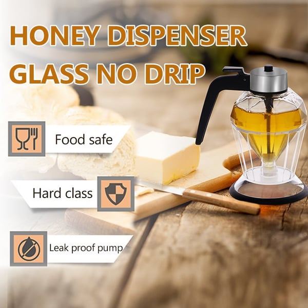No Drip Glass Honey Dispenser With Stand
