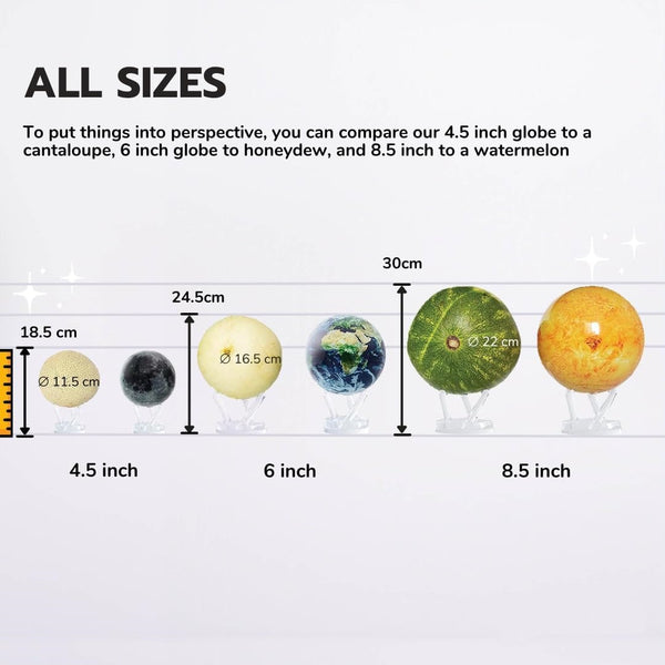 8.5” Self-Rotating Globe Powered by Light | Silent Motion, No Batteries or Wires | Unique Desk Decor