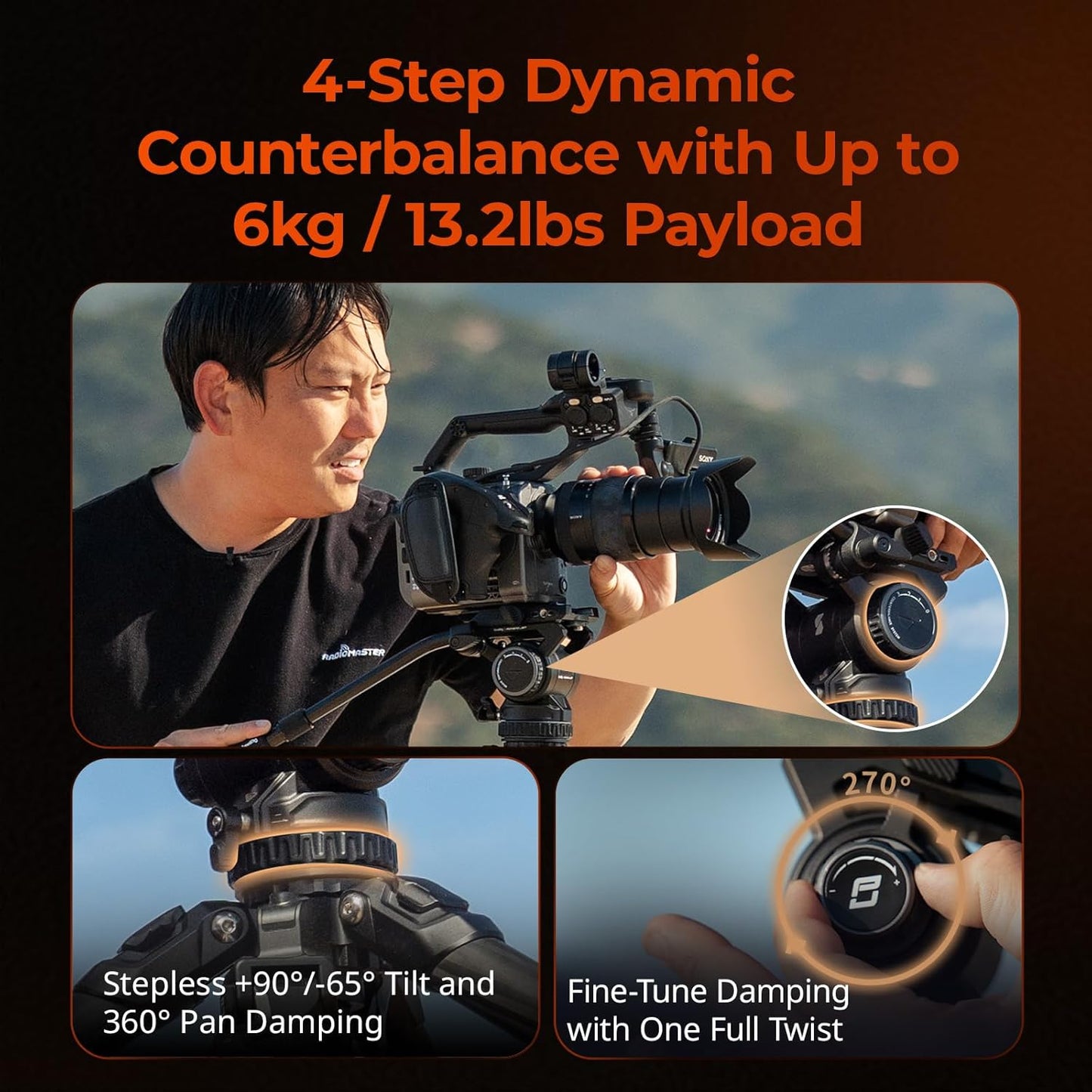 Multi-Functional Hydraulic Carbon Fiber Tripod
