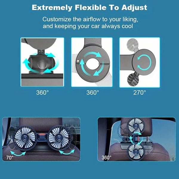 360 Degrees Rotation Double-head Electric Fan With Seat Clip
