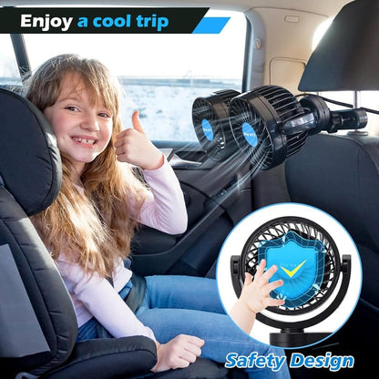 360 Degrees Rotation Double-head Electric Fan With Seat Clip