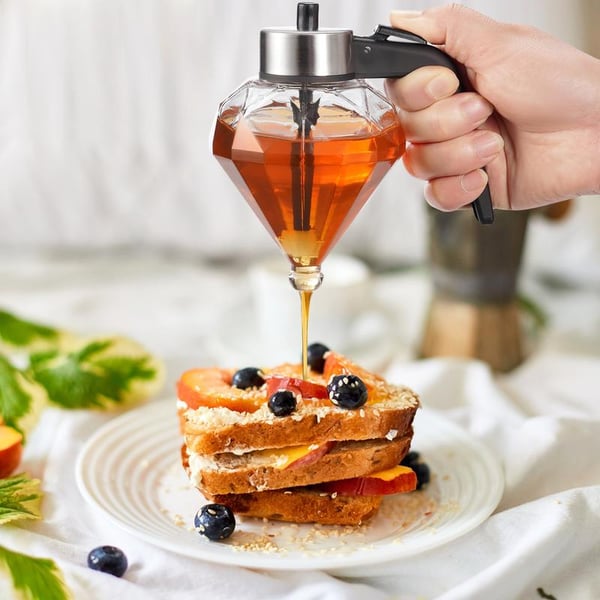 No Drip Glass Honey Dispenser With Stand