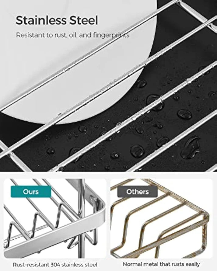 2-Tier Dish Drying Rack with Rotatable Drain Spout